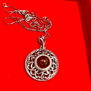 Honey amber sterling 925 silver necklace